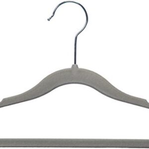 Amazon Basics Kids Velvet, Non-Slip Clothes Hangers, Gray - Pack of 50