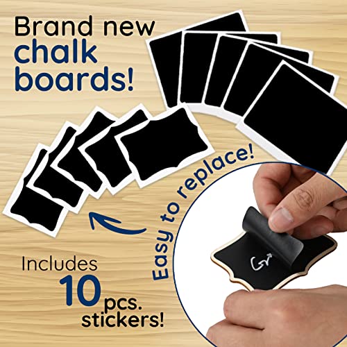 Mini Chalkboard Signs, 20 Pack Framed Small Chalkboard Labels with Easel Stand, Wooden Blackboard for Table Numbers, Food Signs, Wedding Signs, Message Board, Place Cards and Event Decorations