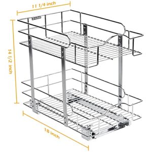 Tiger Pull Out Drawer Organizer, Double Tier Shelves 12" W x 18" D x 16"H, Great for Vanities Under Sink, Perfect for 15" Wide Cabinet Or More