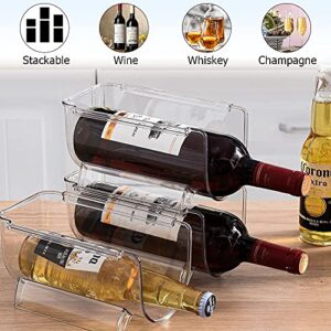 HommyPrefer 6 Pack Refrigerator Wine Rack, Stackable Acrylic Wine Rack for Refrigerator Bottle Organizer Holder, Freestanding Plastic Wine Rack Organizer Bins for Refrigerator, Kitchen Cabinet, Bar