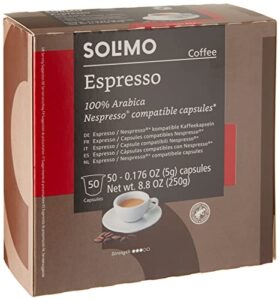 amazon brand – solimo espresso capsules 50 ct, compatible with nespresso original brewers