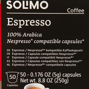 Amazon Brand - Solimo Espresso Capsules 50 CT, Compatible with Nespresso Original Brewers