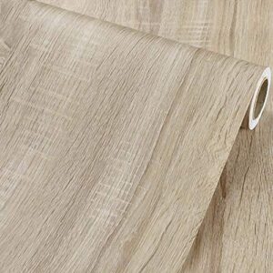 self adhesive vinyl rustic light wood contact paper shelf liner for kitchen cabinets countertops table furniture drawer dresser 15.7×117 inches