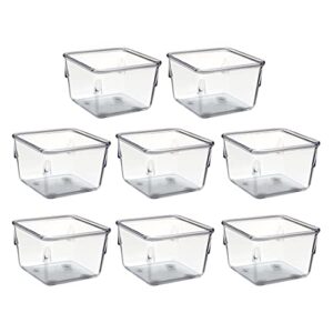 acrimet desk drawer organizer box tray storage bins modular divider for home, kitchen, office and storage (clear crystal plastic) (8 pack – 3.13″ x 3.13″ x 2.13″)