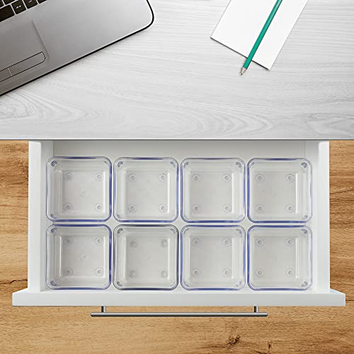 Acrimet Desk Drawer Organizer Box Tray Storage Bins Modular Divider for Home, Kitchen, Office and Storage (Clear Crystal Plastic) (8 Pack - 3.13" x 3.13" x 2.13")