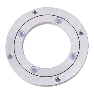 aluminum alloy turntable bearings heavy duty bearing table swivel plate hardware round rotating turntable for restaurant dining table cake decorations tv monitor stand(4 inch)