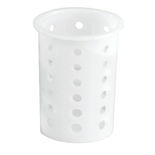 Vollrath Round Perforated White Plastic Flatware Cylinder - 3 3/4"Dia x 5 5/8"H