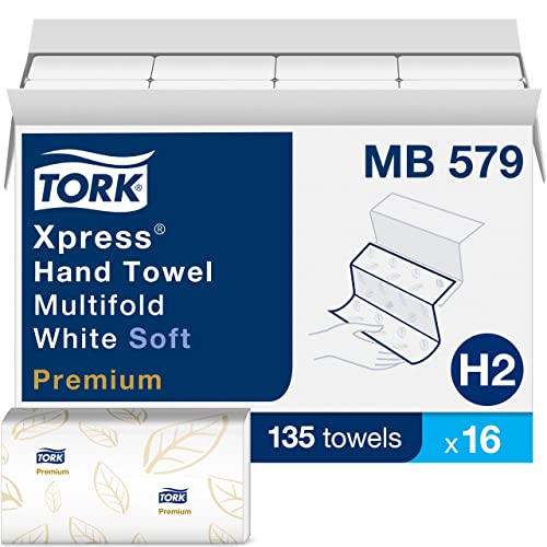 Tork Xpress Soft Multifold Hand Towel White H2, Absorbent, 16 x 135 Sheets, MB579