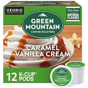 green mountain coffee roasters caramel vanilla cream, single-serve keurig k-cup pods, flavored light roast coffee, 12 count (pack of 6)