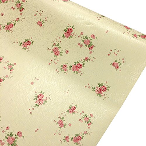 Yifely Floral Tabletop Protect Paper Dustproof Shelf Liner Self-Adhesive Dresser Drawer Covering Pad 17.7 Inch by 9.8 Feet