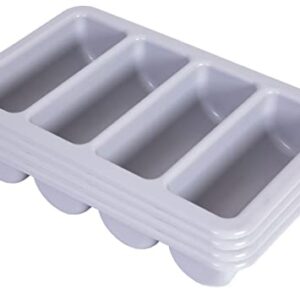 Basicwise 4-Compartment Commercial Cutlery Holder, Set of 4,Gray,QI003406.4