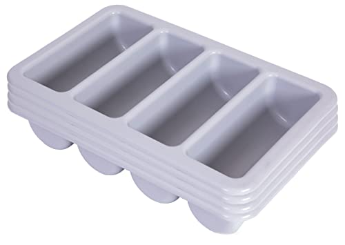 Basicwise 4-Compartment Commercial Cutlery Holder, Set of 4,Gray,QI003406.4