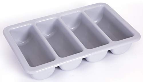 Basicwise 4-Compartment Commercial Cutlery Holder, Set of 4,Gray,QI003406.4