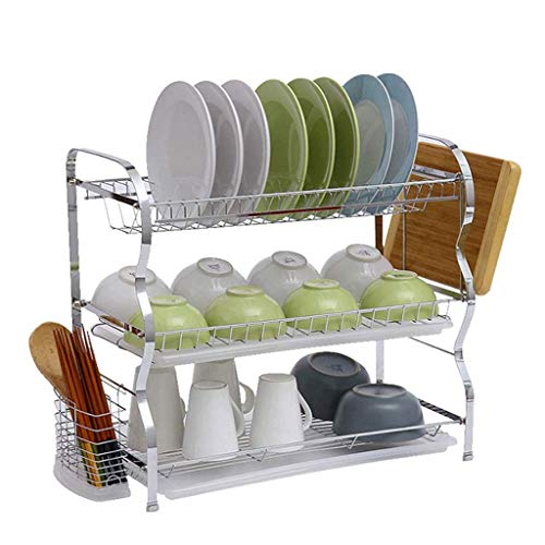 SDGH Dish Rack - Three-Tier Kitchen Cutlery Dish Drain Storage Rack 54.00 * 26.4 * 48.3 Cm