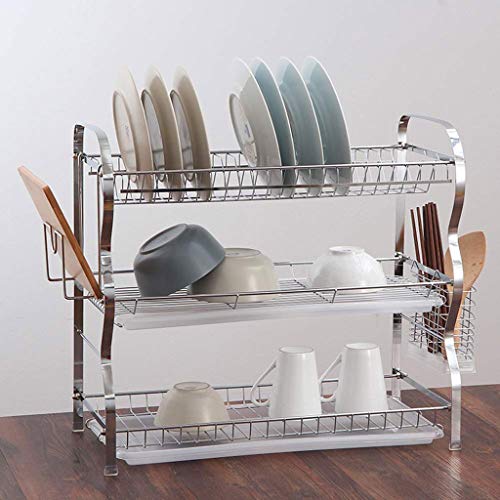 SDGH Dish Rack - Three-Tier Kitchen Cutlery Dish Drain Storage Rack 54.00 * 26.4 * 48.3 Cm