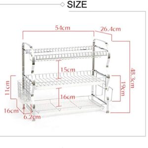 SDGH Dish Rack - Three-Tier Kitchen Cutlery Dish Drain Storage Rack 54.00 * 26.4 * 48.3 Cm