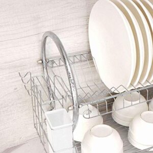 SDGH Drain Dish Rack - Double Rack Storage Shelf Dishware Kitchen Rack