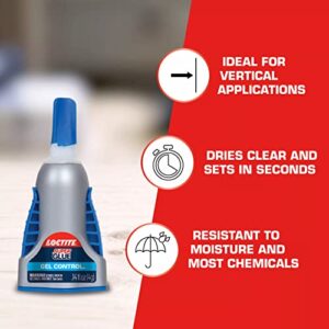 Loctite Super Glue Gel Control, Clear Superglue for Plastic, Wood, Metal, Crafts, & Repair, Cyanoacrylate Adhesive Instant Glue, Quick Dry - 0.14 fl oz Bottle, Pack of 1