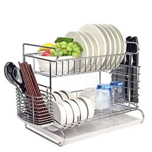 sdgh stainless steel dish rack – double dish rack kitchen rack storage 41.3×28.7x35cm(lxwxh)