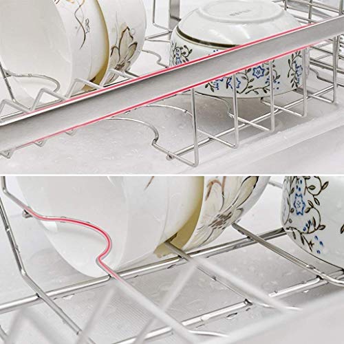 SDGH Stainless Steel Dish Rack - Kitchen Countertop Storage Dishes Drain Rack 55x26.5x19.7cm(LxWxH)