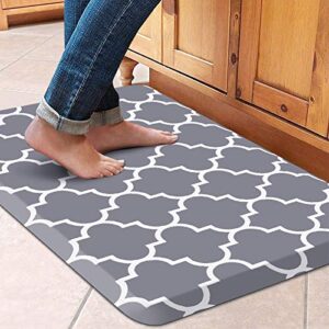 WISELIFE Kitchen Mat and Rugs Cushioned Anti-Fatigue Kitchen mats ,17.3"x 28",Non Slip Waterproof Kitchen Mats and Rugs Ergonomic Comfort Mat for Kitchen, Floor Home, Office, Sink, Laundry , Grey