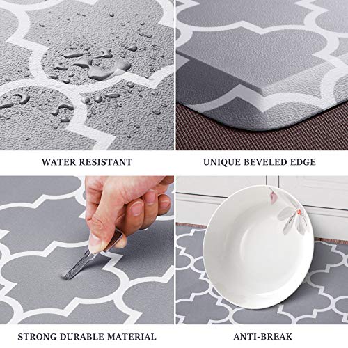 WISELIFE Kitchen Mat and Rugs Cushioned Anti-Fatigue Kitchen mats ,17.3"x 28",Non Slip Waterproof Kitchen Mats and Rugs Ergonomic Comfort Mat for Kitchen, Floor Home, Office, Sink, Laundry , Grey