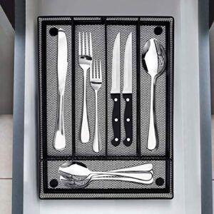 LIANYU 40-Piece Silverware Set with 8 Steak Knives, Silverware Utensil Drawer Organizer, Stainless Steel Cutlery Flatware Eating Utensils Set Service for 8, Dishwasher Safe, Mirror Polished