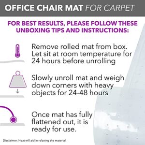 OFM Office Chair Mat for Carpet – Computer Desk Chair Mat for Carpeted Floors – Easy Glide Rolling Plastic Floor Mat for Office Chair on Carpet for Work, Home, Gaming with Extended Lip (36” x 48”)