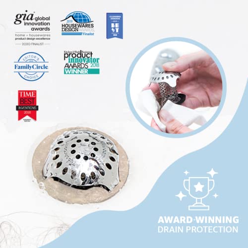 TubShroom Ultra Revolutionary Bath Tub Drain Protector Hair Catcher/Strainer/Snare, Stainless Steel, Stainless Combo