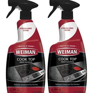 Weiman Cooktop Cleaner for Daily Use (2 Pack) Streak Free, Residue Free, Non-Abrasive Formula - 22 Ounce