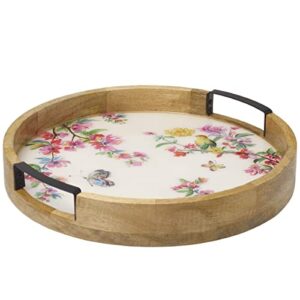 gourmet basics by mikasa birds butterflies lazy susan serve tray, 14 inch, multicolored