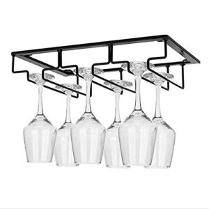 BUDOCI 2Pack Wine Glass Rack 3 Rows Wine Glass Holder Under Cabinet Stemware Wine Glass Hanger Metal Organizer for Kitchen Bar (2Pack, Black)