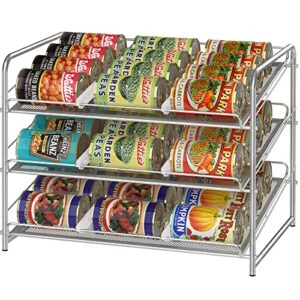 vontreux stackable can rack organizer, mesh can storage dispenser for kitchen cabinet or pantry, silver