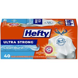 hefty ultra strong tall kitchen trash bags, clean burst scent, 13 gallon, 40 count