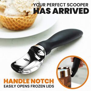 Spring Chef Ice Cream Scoop with Comfortable Handle, Black