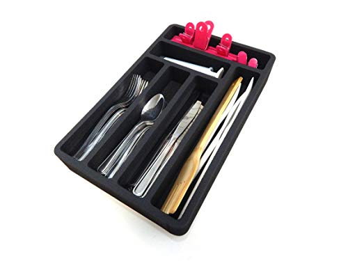 Polar Whale Flatware Silverware Drawer Organizer for Rv and Campers Cutlery Forks Knives Spoons Non-Slip Waterproof Compact Tray Insert 9.5 X 14.9 X 2 Inch 6 Slot Great for Home Kitchen