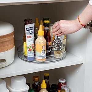 Lazy Susan Rotating Kitchen Turntable Food Storage Spinning Organizer Container for Countertop, Cabinet, Pantry, Fridge, Cupboard, Vanity, Office, Baking Supplies, Spices, Condiments - 10.5" Clear