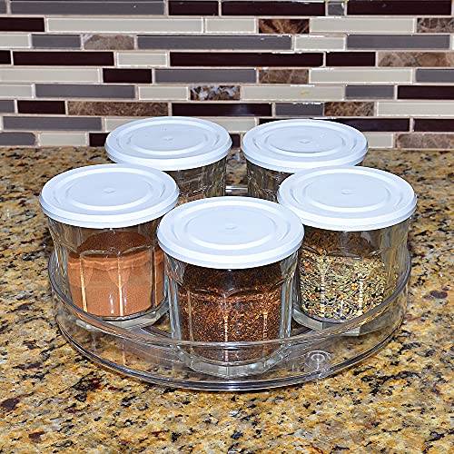 Lazy Susan Rotating Kitchen Turntable Food Storage Spinning Organizer Container for Countertop, Cabinet, Pantry, Fridge, Cupboard, Vanity, Office, Baking Supplies, Spices, Condiments - 10.5" Clear