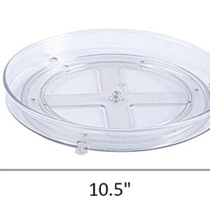 Lazy Susan Rotating Kitchen Turntable Food Storage Spinning Organizer Container for Countertop, Cabinet, Pantry, Fridge, Cupboard, Vanity, Office, Baking Supplies, Spices, Condiments - 10.5" Clear