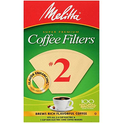 Melitta Cone Coffee Filter #2 100 Count- Natural Brown