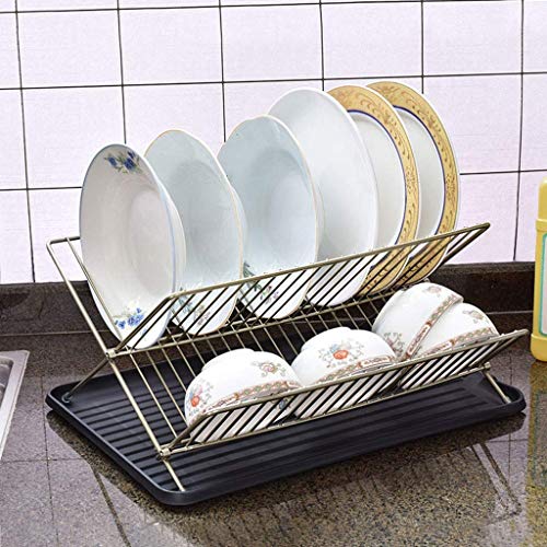 SDGH Folding Dish Rack - Holder Drain Rack Storage Rack Drying Tableware Shelf