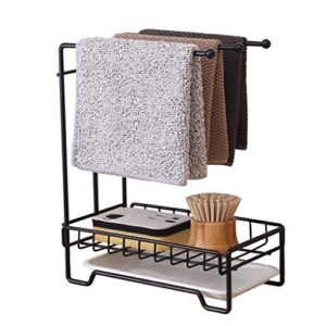 luvadu zcx sink organizer sink kitchen towel rack，sponge brush holder with drain tray for kitchen bathroom storage soap dispenser organizer