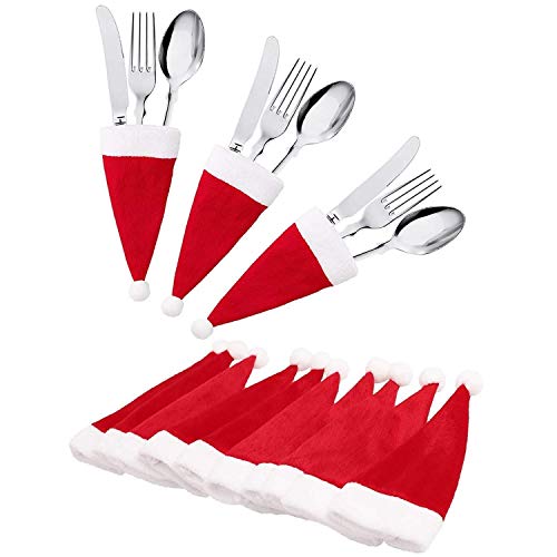 Christmas Decoration Novelty Christmas Festive Decoration, 35PCS Christmas Decorative Tableware Fork Set Christmas Hat Storage Tool Merry Xmas Decor Ornaments Party Decor Gifts for Kids Adult