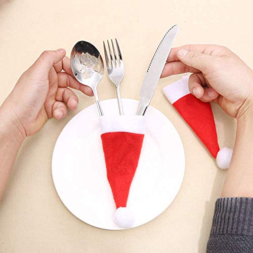 Christmas Decoration Novelty Christmas Festive Decoration, 35PCS Christmas Decorative Tableware Fork Set Christmas Hat Storage Tool Merry Xmas Decor Ornaments Party Decor Gifts for Kids Adult