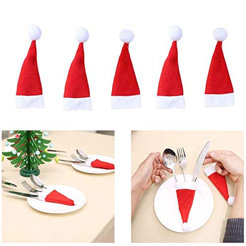 Christmas Decoration Novelty Christmas Festive Decoration, 35PCS Christmas Decorative Tableware Fork Set Christmas Hat Storage Tool Merry Xmas Decor Ornaments Party Decor Gifts for Kids Adult