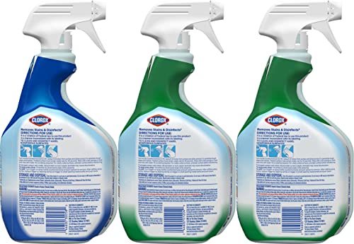 Clorox Clean-Up Cleaner + Bleach Value Pack, 3 Disinfectant and Cleaning Sprays, Kitchen and Bathroom Cleaning, Rain Clean and Original Scent, 32 Ounces (Pack of 3)