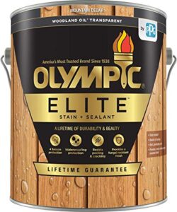 olympic stain elite wood stain woodland oil transparent stain and sealant in one low voc, mountain cedar, 1 gallon (434267)