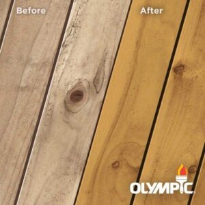 Olympic Stain Elite Wood Stain Woodland Oil Transparent Stain and Sealant in One Low VOC, Mountain Cedar, 1 Gallon (434267)