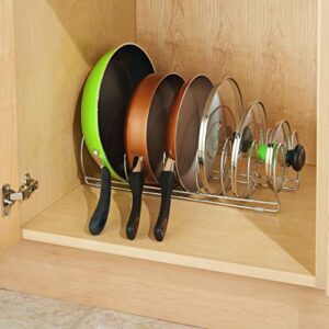 InterDesign Classico Kitchen Cabinet Storage Organizer for Skillets; Pans - 17"; Chrome