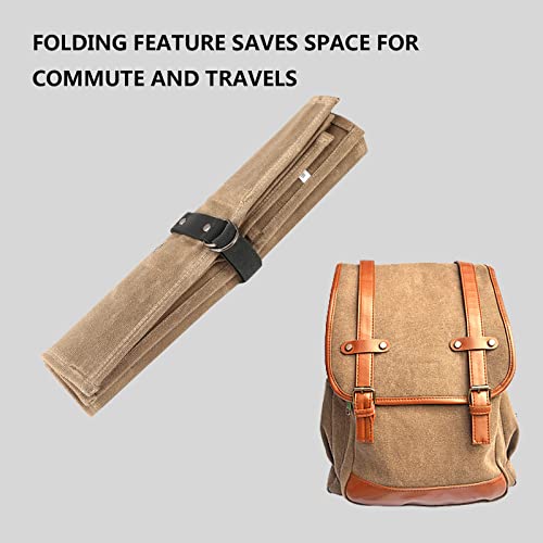 Chef’s Knife Roll Case with 9 Slots,Waxed Canvas Chef Knife Bag, Portable Travel Chef Knife Case with Leather Belt,Knives Holders Protectors,Knife Roll Bags for Chefs Culinary Camping BBQ. (Brown)